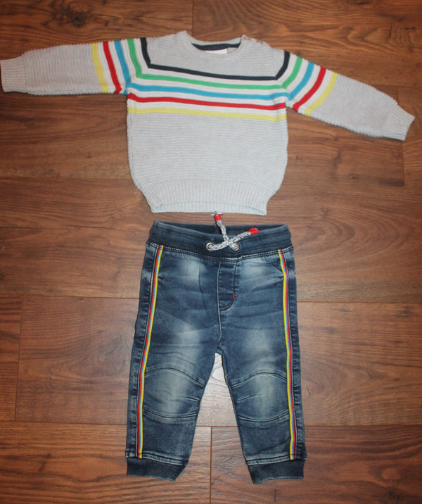 Set Jogger-Jeans/Strick-Pullover, Topomini, Gr. 74